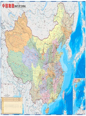 中國地理地圖（防水耐折撕不爛地圖 870mm*600mm）